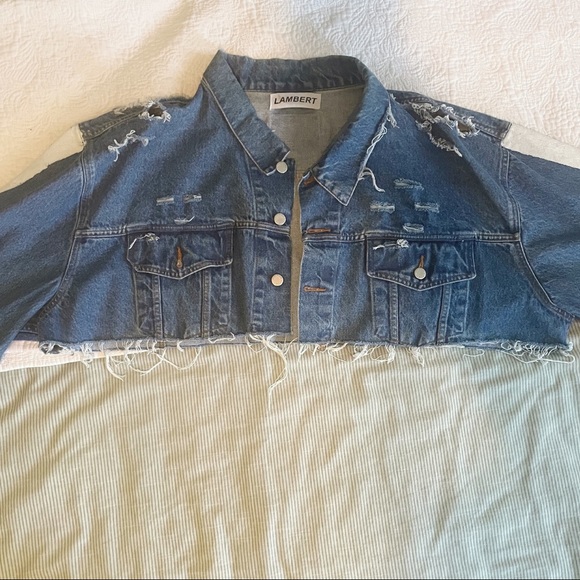 LAMBERT cropped, distressed denim jacket - Picture 2 of 7